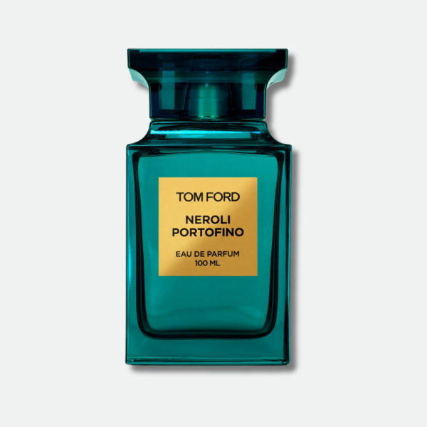 Flacon élégant de TOM FORD Neroli Portofino Eau de Parfum, évoquant les brises fraîches de la Rivera italienne