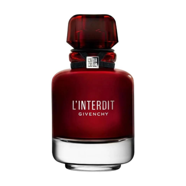 Flacon élégant de L'Interdit Eau de Parfum Rouge Ultime de Givenchy, symbole de sensualité et de fascination.