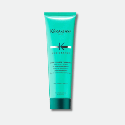 Crème de brushing KÉRASTASE Resistance Extentioniste Thermique pour une protection thermique et une réparation des cheveux longs.