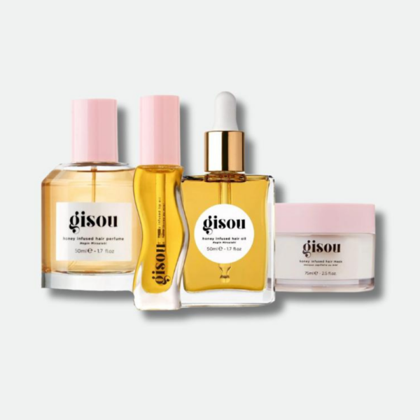 GISOU Coffret Honey Glow Icons Gift Set pour des cheveux et des lèvres hydratés et brillants.